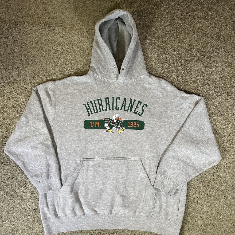 Vintage‎ Y2K University Of Miami Hurricanes Football Hoodie EA Apparel Size 2XL